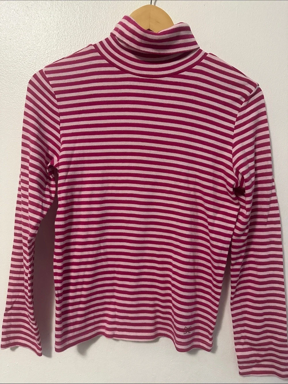 GAP Pink and White Striped Turtleneck Long Sleeve Tee